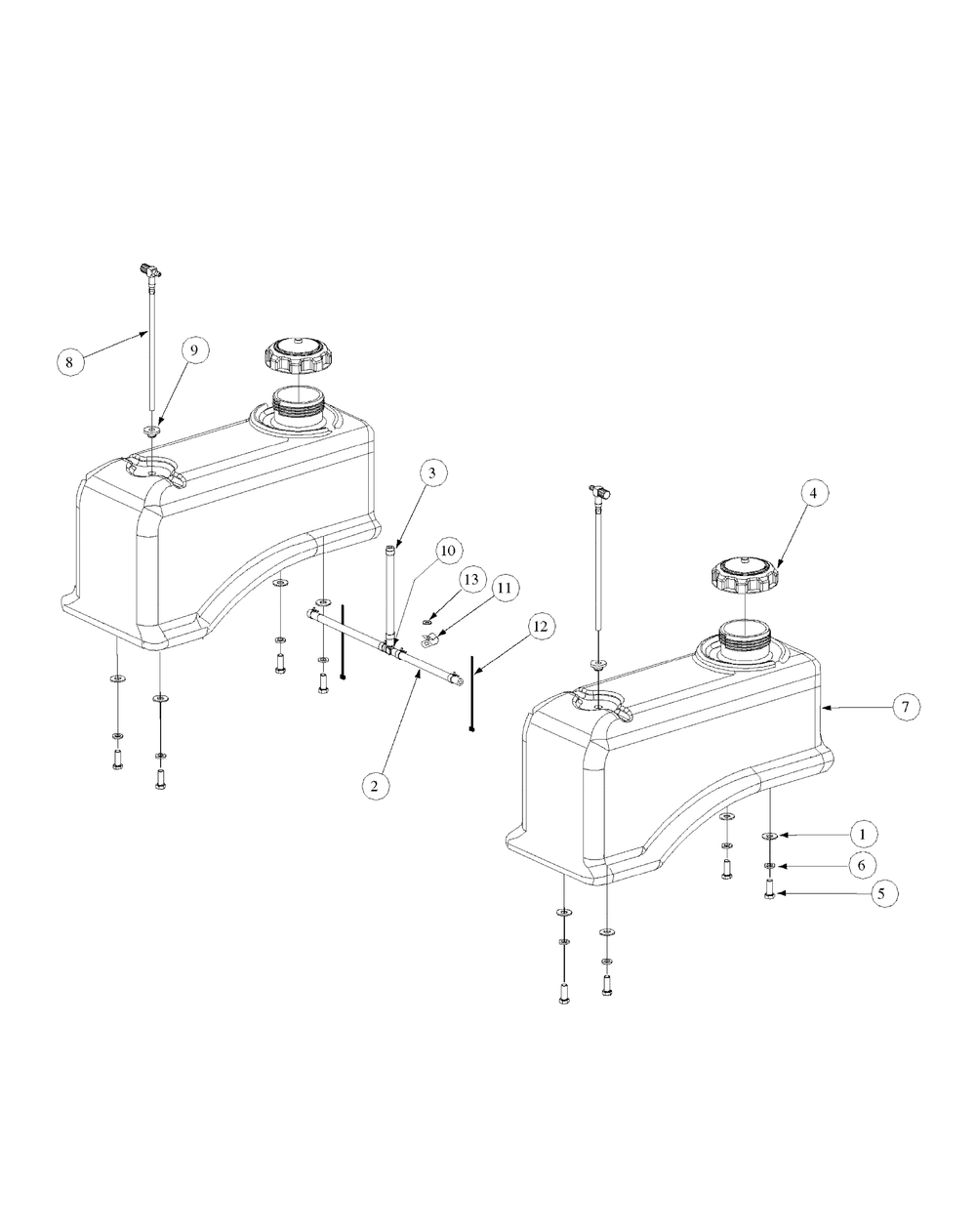 Fuel Tank Assembly Diagram and Parts List for M48-HN 53BB5E6V750-20-HP-OHV Cub Cadet Lawn Tractor